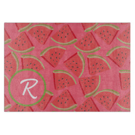 Tabua De Cortar Pink &Green Watermelon Monogram