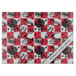 Tabua De Cortar Preppy Dad Grilling Pattern – BBQ Doodles (Check)