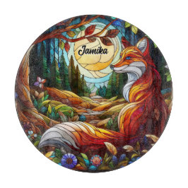 Tabua De Cortar Raposa Vermelha e Sol e Floresta