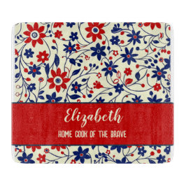 Tabua De Cortar Red Blue Folk Art Kitchenware