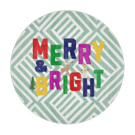 Tabua De Cortar Reindeer feliz e pinheiro brilhante Snowman