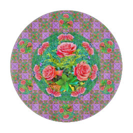 Tabua De Cortar Rosas de Aquarela Rosa