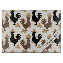 Tabua De Cortar Rustic Folk Art Rooster Pattern, Farmhouse Kitchen