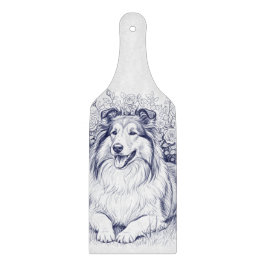 Tabua De Cortar Sheltie & Flowers