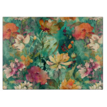 Teal, Coral e Mauve Modern Art Glass