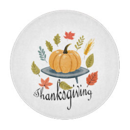 Tabua De Cortar Thanksgiving Leaves and Pumpkin in Autumn colors