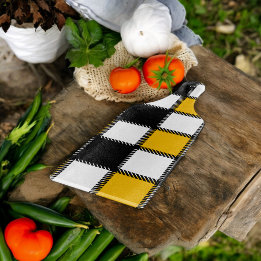 Tabua De Cortar Verificação de Xadrez Preta e Amarela