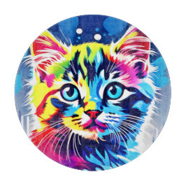 Tabua De Cortar Vibrant Neon Gatinho Art
