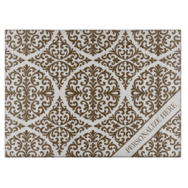 Tabua De Cortar Vintage Brown Damask Kitchen Design