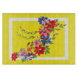 Tábua De Cortar Vintage Floral Glass Cutting Conselho