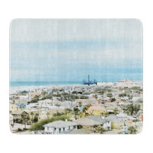 Vista das costas, praia e cidade de Galveston