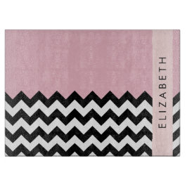 Tabua De Cortar Zigzag preto-e-branco, Chevron, rosa, seu nome