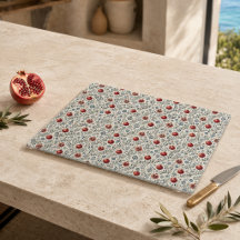 Tábua de Corte de Vidro Mosaico de Romã Mediterrân