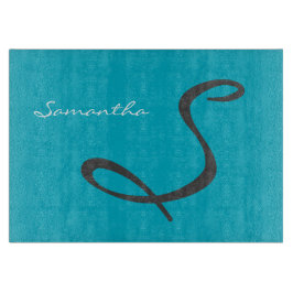 Tábua De Corte elegante e moderno chic trendy monograma teal