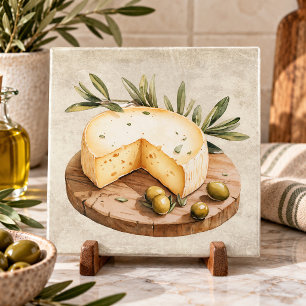 Tábua de Queijo Aquarela Rústica Olivas Italiana