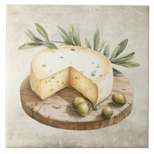Tábua de Queijo Aquarela Rústica Olivas Italiana