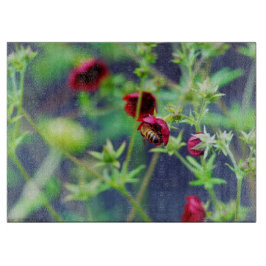 Tábua De Vidro A Abelha Com Flor Vermelho