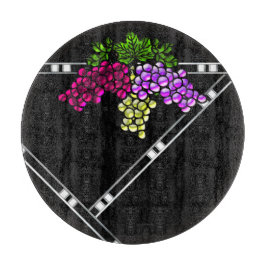 Tábua De Vidro Arte Deco Uvas a Preto