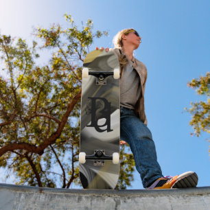 Tabuleiro de skate Abstrato Art Black White Dourad