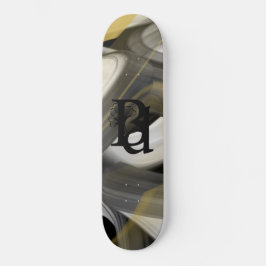 Tabuleiro de skate Abstrato Art Black White Dourad
