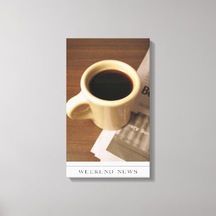 Taça de café e jornal em canvas