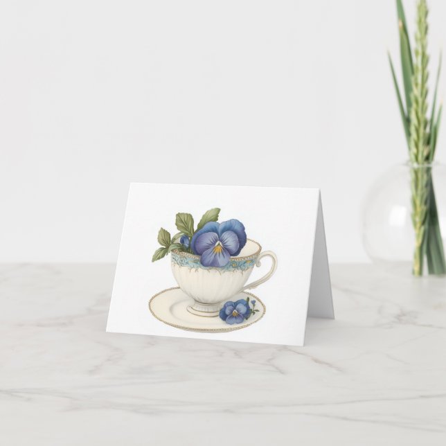 Taça De Chá Com Cartão De Saudação De Flores (Frente)