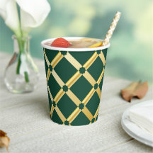 Taça de Papel de Inspiração Árabe Verde e Dourada