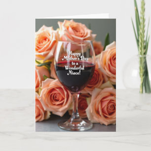 Taça de Vinho do Dia das Mães Floral Cartão
