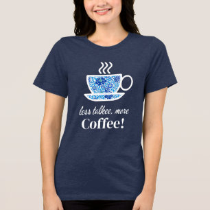 Taça Floral Azul de Café com Mensagem Reproduzível