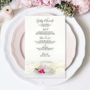 Taça Floral de Chá e Menu de Casamento de Rosas Ro