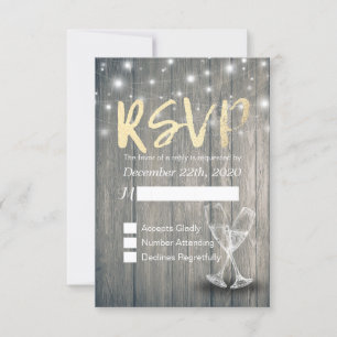 Taças de Champanhe para RSVP de Casamento Luzes de