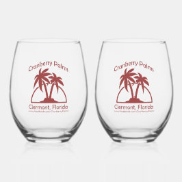 Taças de vinho sem haste Cranberry Palms