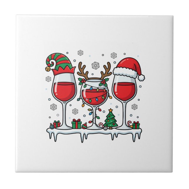 Taças de Vinho Tinto de Natal Vetor de Feriado (Frente)