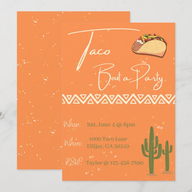 Taco 'Bout a Party | Convites (Frente/Verso)