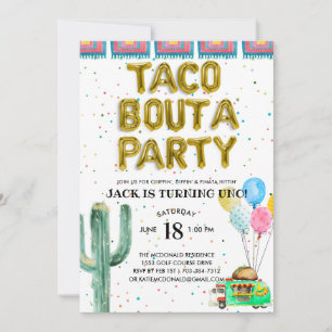 Taco de uma Festa Convite de Primeiro Aniversári