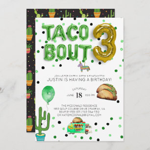 Taco em torno de três  Terceiro Convite de Anivers