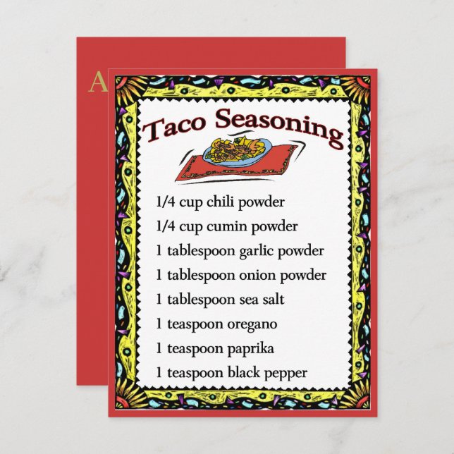 Taco Sasoning Cards, adicionar texto (Frente/Verso)