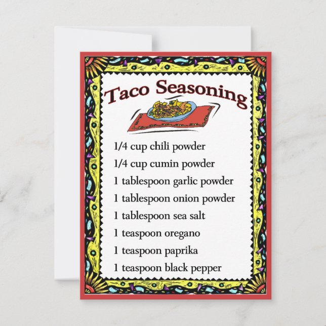 Taco Sasoning Cards, adicionar texto (Frente)