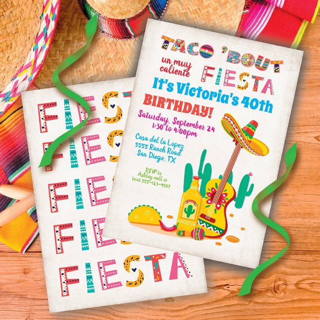 Taco sobre os Convites de festas de Birthday Fiest (Criador carregado)