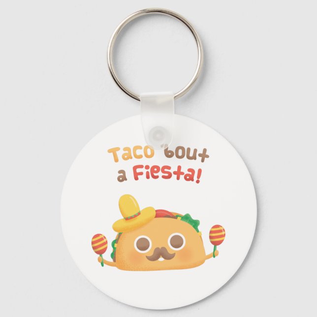 Taco Sobre Uma Festa Chaveiro de Comida Engraçada (Frente)