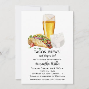 Tacos Brews e Convite para Chás de fraldas Fraldas
