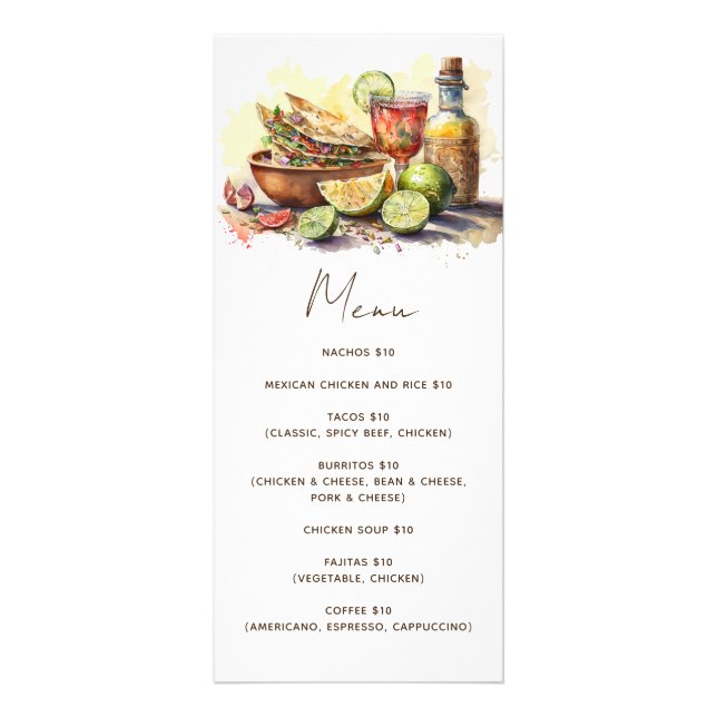 Tacos comida Festa. Menu mexicano de café da comid (Frente)