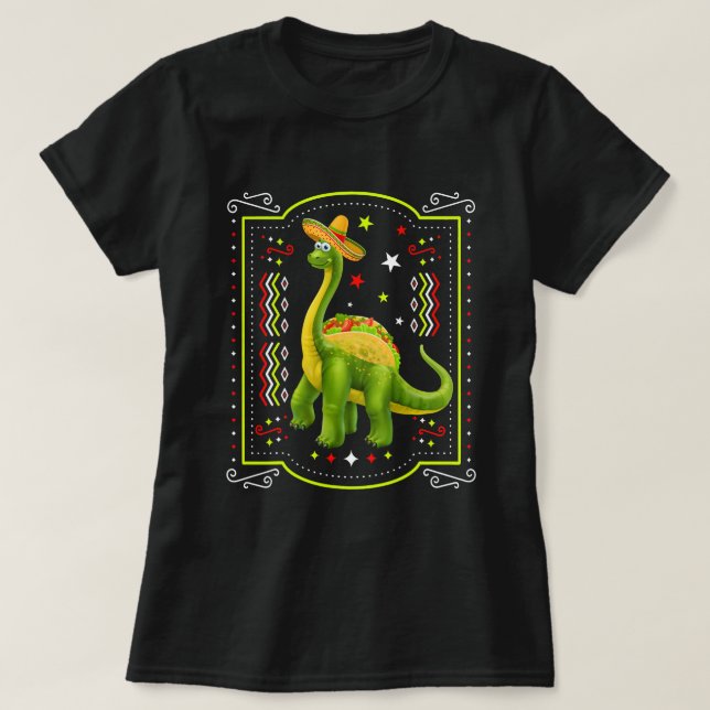 Tacosaurus Cinco De Mayo Camisa Engraçado Taco Din (Frente do Design)
