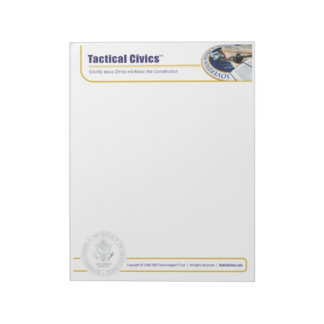 Tactical Civics™  Bloco de Notas 5.5" x 6" - 40 pá (Invertido)