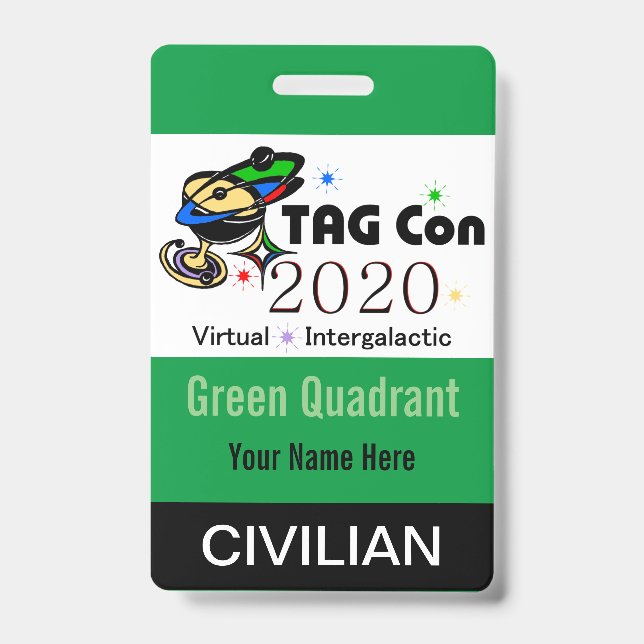 TAG Con 2020 - Quadrante Verde - Crachá Civil (Frente)