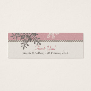 Tag cor-de-rosa do favor do casamento no inverno