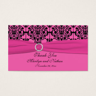 Tag cor-de-rosa e preto do favor do casamento tema