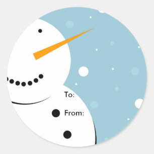 Tag da etiqueta do Natal do boneco de neve, a: De: