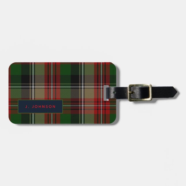 Tag de bagagem JOHNSON Tartan Mens Personalizado (Frente Horizontal)