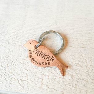 Tag de cobre do animal de estimação do passarinh